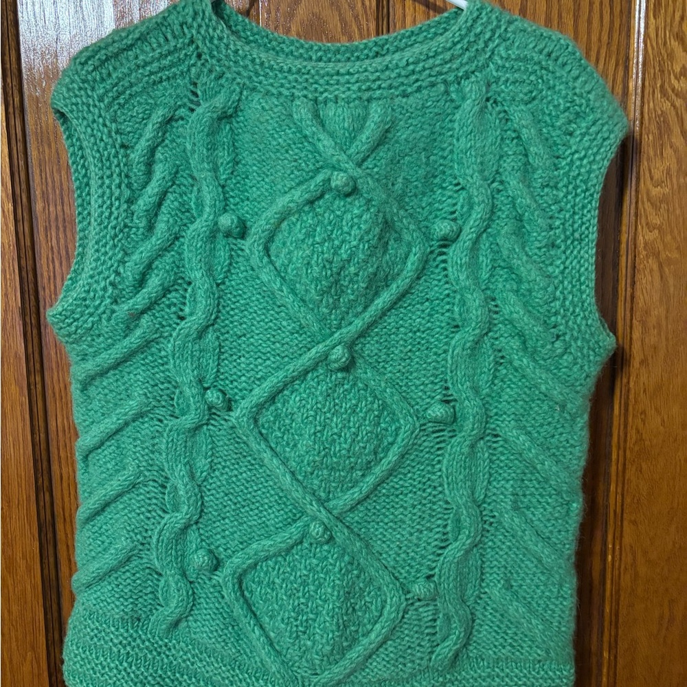 Green Cable Knit Sweater Vest